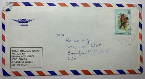 RARE BETIO REPUBLIC OF KIRIBATI CENTRAL PACIFIC COVER TO BROOKLYN NEW YORK Cover