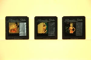 3 35mm Filmento Glass Slides Made in Germany Fashion Pretty Girls Swimsuit Model - Picture 1 of 5