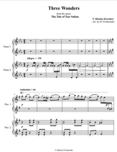 Easy Rimsky-Korsakov Three Wonders from opera Tsar Sultan piano duet PDF - Picture 1 of 1