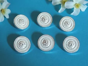 77B/ Superb Buttons 'Snowflake' Metal White Enamel Lot Of 6 Ep. 1970/80 - Picture 1 of 3