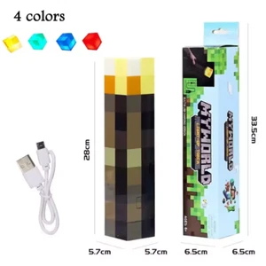 Minecraft Juego Linterna Lámpara LED Luz Nocturna Regalo USB Minecraft Antorcha - Imagen 1 de 2