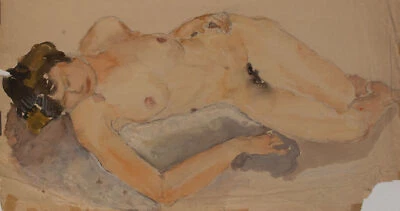 Gerhard Schulte-Dahling Akt Frau liegend Expressionismus Aquarell - Bild 1 von 4