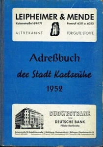 Adressbuch der Stadt Karlsruhe 1952 Baden Württemberg - Bild 1 von 1