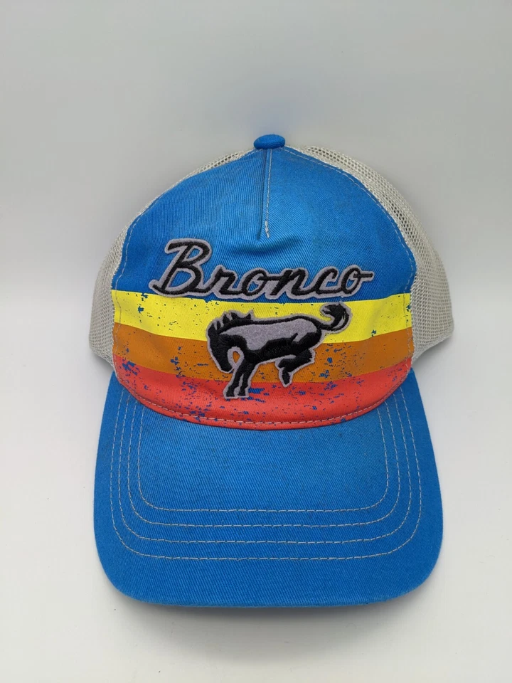 Retro Vintage Style FORD Officially Licensed BRONCO Blue Trucker Snap Back Hat