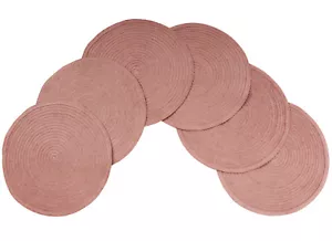 Eden Woven Braided Velvet Table Placemats 15 Inches Round Set of 6 Non-Slip Mats - Picture 1 of 9