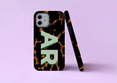 Tortoiseshell Sage Green Initials Tough Phone Case/Cover For iPhone Samsung - Image 1 of 4