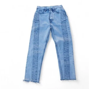 IRO Inahe Bleached High Rise Raw Hem Ankle Acid Wash Jeans Women's 2/34 Short - Picture 1 of 12