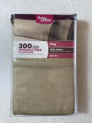 Fundas de almohada Better Homes And Gardens King 300 hilos algodón tostado melón verde Foto 1 de 4