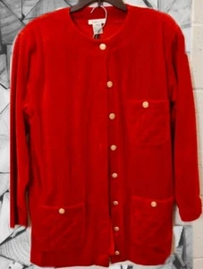 NWT RARE VINTAGE? TALBOTS VELOUR BRIGHT RED SKIRT SUIT, M - Picture 1 of 4