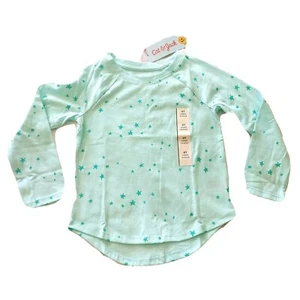 Toddler Girls Top Size 4T Star Print Shirt Long Sleeve Casual Green Cat & Jack - Picture 1 of 9