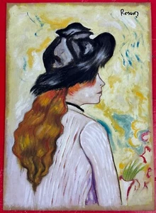 Pierre-Auguste Renoir (Handmade) Mixed Media Paper Painting Signed and Stamped - Picture 1 of 4