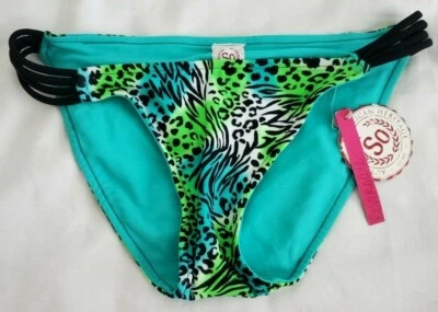 SO Traje de Baño Reversible Bikini Parte Inferior Juniors Talla S Verde Azulado Estampado Animal Nuevo con Etiquetas Foto 1 de 4