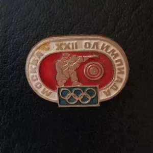 1980 Shooting XXII Olympic Games Soviet Pin Badge Sport Olympiad ISSF USSR - Picture 1 of 2