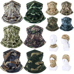 Men Women Tactical Camo Balaclava Bandana UV Protection Scarf Neck Gaiter Mask - Picture 1 of 98