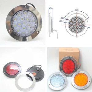 16LED Round Reverse Stop Rear Tail Light Truck Trailer RV Brake Turn Signal Lamp - Picture 1 of 12