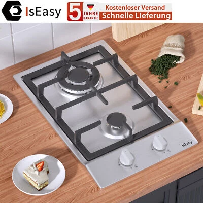 30 CM Gaskochfeld Glas Einbau Kochfeld Gaskocher 2-flammig Einbauherd NG/LPG Gas