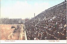 Lithograph Cambridge MA Football Game at Harvard Stadium early 1900s