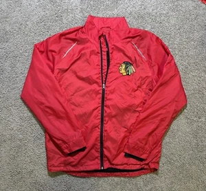 Chicago Blackhawks Red Windbreaker Jacket Full Zip Lined Mens L GIII Sports - Picture 1 of 7