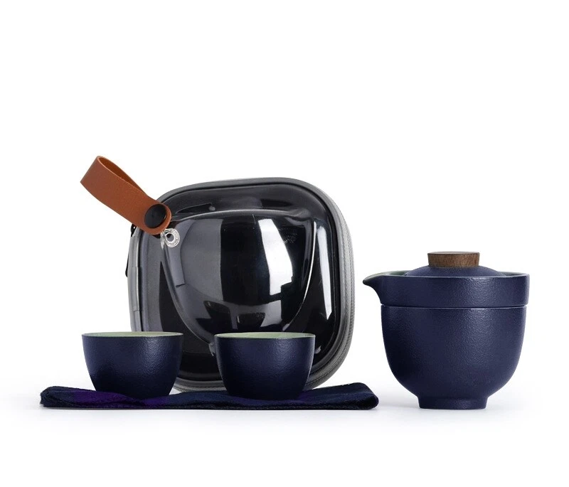 中国茶具黑色陶器便携式茶具锅带浸泡孔袋茶杯 — 第 1/4 张图片