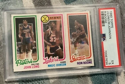 1980 Topps Magic Johnson Long Boone RC PSA 5 EX Los Angeles Lakers New Case - Image 1 of 2