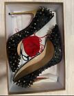 CHRISTIAN LOUBOUTIN shoes Heels PIGALLE FOLLIES SPIKES BLACK LEATHER PUMPS 37.5