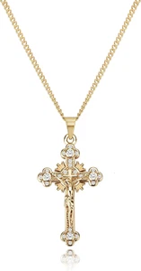 Cross Necklace for Women 18K Gold Plated Cross Pendant Choker Necklace - Picture 1 of 12