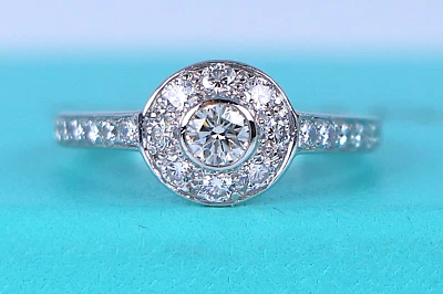 $5,400 Tiffany & Co Platinum Diamond Circlet Bezel Halo Engagement Ring Band 5.5 - Image 1 of 4