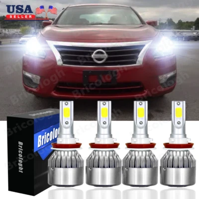 For Nissan Altima Sedan 2014 2015 - 4X 6000K H11 LED Headlights Bulb Hi/Lo Beam - Image 1 of 4