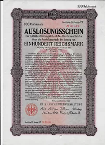 GERMANY 100 REICHSMARK 1925 UNC 31424,FOLDED,BOND ISSUE OF THE REICHSSCHULDENV - Picture 1 of 2