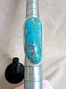 Anillo Navajo Grande Turquesa y Plata de Ley Talla 9.5 por Leslie Nez JR44 - Imagen 1 de 5