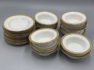 Lot of 12 Theodore Haviland Limoges France Gold Cream dessert Bowl and Saucer - Picture 1 of 8