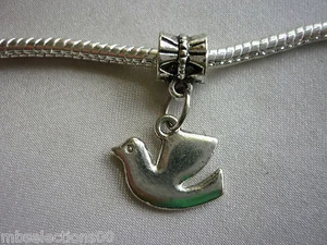 1 x Tibetan Silver Dove Bird Pendant Charm suit European Charm Bracelet Necklace - Picture 1 of 4