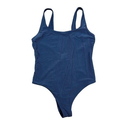 Traje de baño Abercombie & Fitch azul acanalado descarado de una pieza para mujer talla grande Foto 1 de 3
