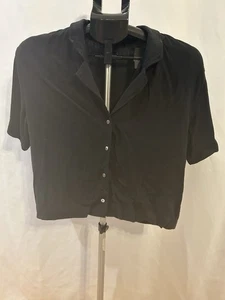 Madewell schwarze Cropped Bluse mit Knopfleiste Gr. S - Bild 1 von 3