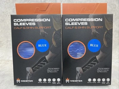 2 Pairs! Meister Compression Sleeves- Calf & Shin-Blue- Small - Image 1 of 3