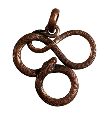 Pendentif Serpent en Cuivre -Bijou de Createur unique Symbole  Sagesse - 25549 - Photo 1/3