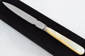 Solid Silver Ferruled Mother of Pearl Handled Letter Opener 1919 - Picture 1 of 5