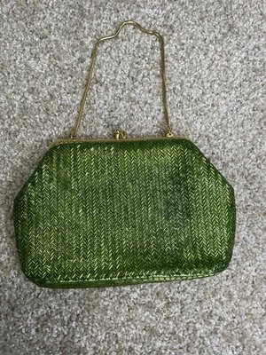 VINTAGE  BEAD BAG PURSE  JULIUS GARFINCKEL & Co Green - Image 1 of 4
