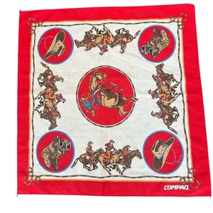 Bandana cowboy Compaq rossa bianca quadrata - stampa design western piccola colorazione - Foto 1 di 4