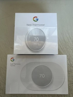 SEALED - Google Nest Snow White Smart Thermostat GA01334-US with Trim Kit GZZN7 - Image 1 of 4