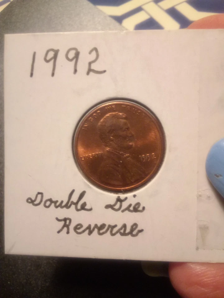 1992 Lincoln Memorial Cent  Double Die Obverse & Reverse Lincoln Has Mustache!!! - Image 1 of 4