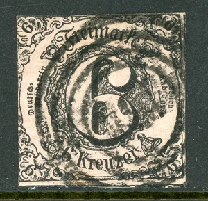Alemania Estados 1852 Thurn & Taxis Southern Dist 6k Rose Sc #45 VFU O683 - Imagen 1 de 6