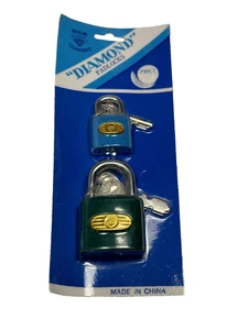 diamant vorhängeschlösser 2 Stück mit Schlüssel klein Vintage - Bild 1 von 2