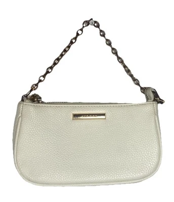 Cartera pequeña para mujer Anne Klein marfil cadena tono dorado forro monograma cierre de cremallera Foto 1 de 4