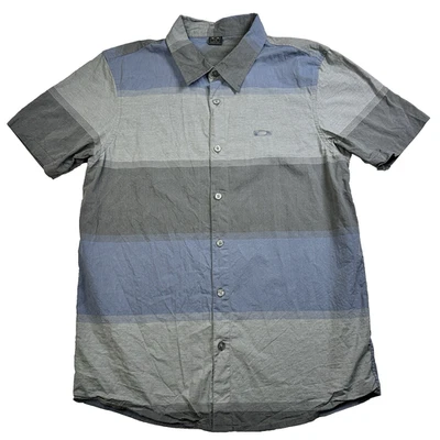 Mens Oakley Button Up Shirt Short Sleeve Blue Gray Colorblock Size Large - Image 1 of 4