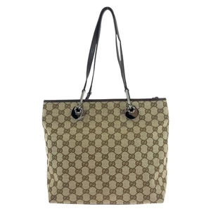 GUCCI 139552 Tote Bag Schultertasche Braun Silber Hardware GG Canvas/Leder - Bild 1 von 10