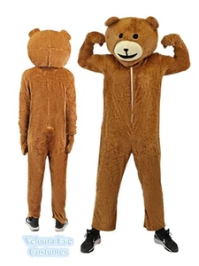 Disfraz de mascota de oso marrón adulto con tocado mono peludo - Imagen 1 de 11