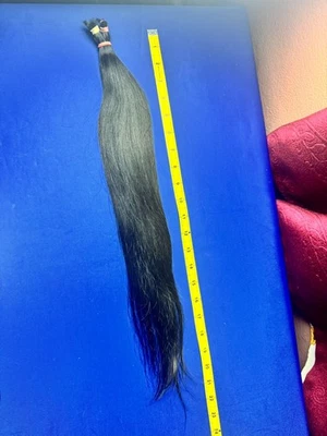 "Cola de caballo cabello humano virgen 1489 22"" 45 g - negro natural, suave lacta" Foto 1 de 4