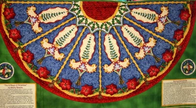 2-60 INCH WIDE 12 DAYS OF CHRISTMAS TREE SKIRT- 100% COTTON FABRIC - Image 1 of 4