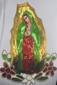 Unsere Liebe Frau von Guadalupe Pailletten Bügelbild Patch La Virgen De Guadalupe Parche - Bild 1 von 4